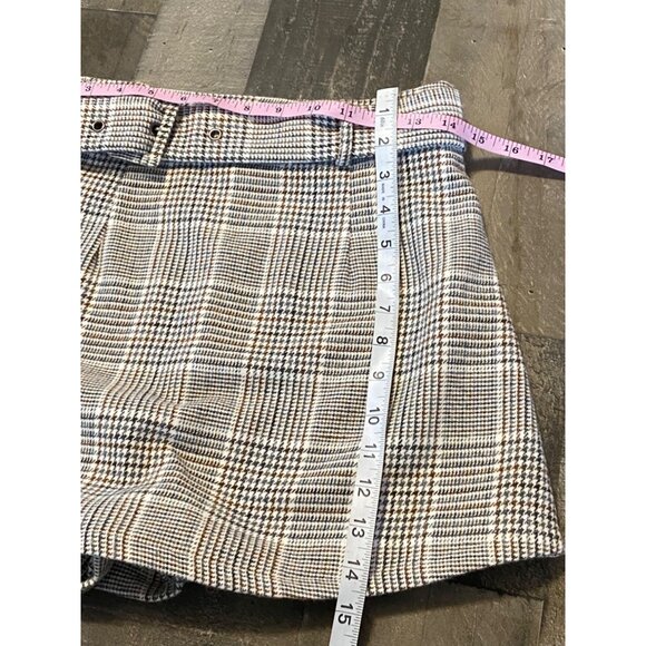 Sadie And Sage Plaid Wool Blend Belted Skort Skirt shorts womens size small brow - Picture 9 of 11